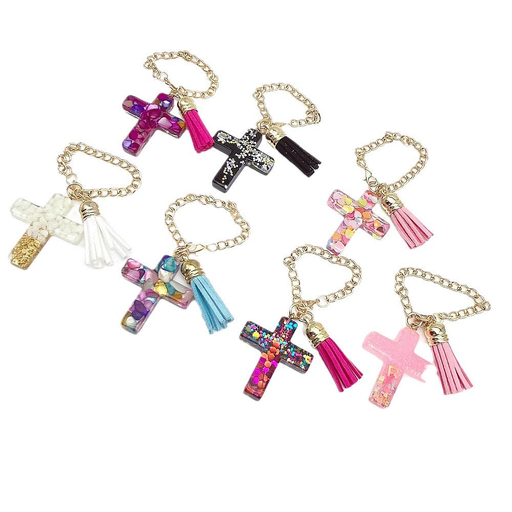 Wholesale Plastic Resin Seven Color Cross DIY Cup Chain Accessories